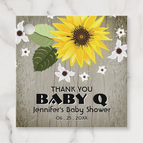 Sunflower Baby Q  Thank You Favor Tags