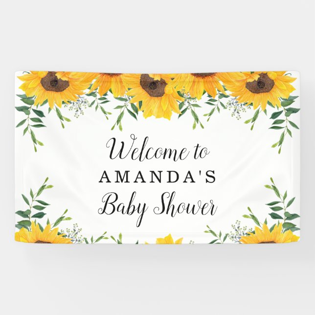 Sunflower Baby Shower Backdrop Banner (Horizontal)