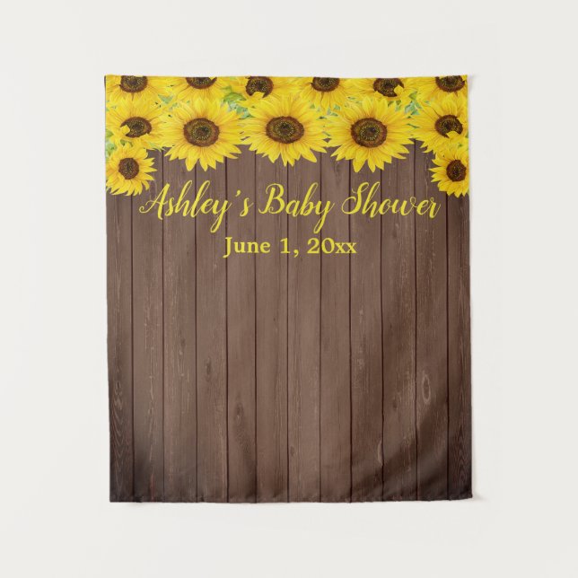 Sunflower Baby Shower Backdrop Wood Photo Booth (Front)