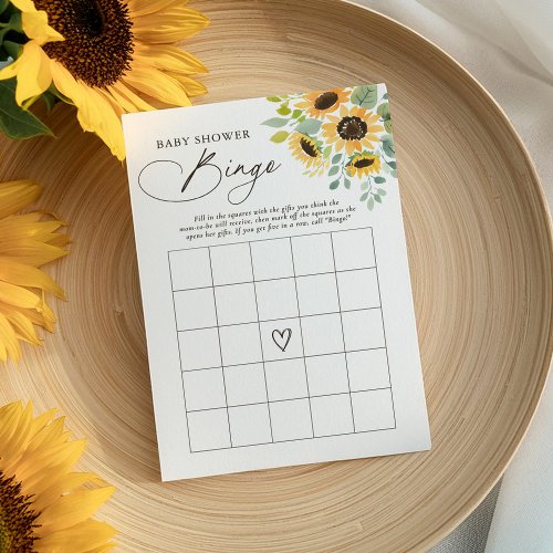 Sunflower Baby Shower Bingo Game Invitation