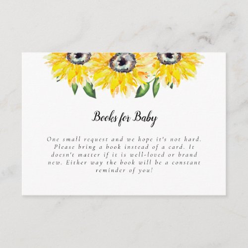 Sunflower Baby Shower Book Request Card  Elegant
