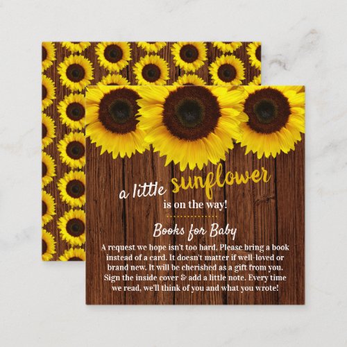 Sunflower Baby Shower Book Request Enclosure Card