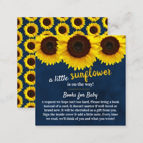 Sunflower Baby Shower Book Request Enclosure Card