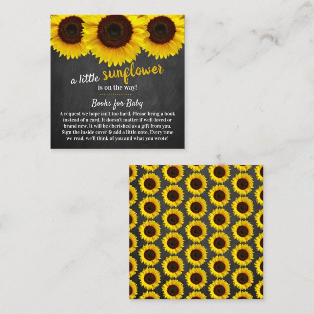 Sunflower Baby Shower Book Request Enclosure Card (Front/Back)