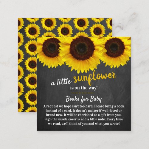 Sunflower Baby Shower Book Request Enclosure Card