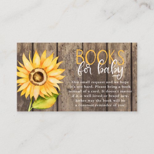 Sunflower Baby Shower Book Request Enclosure Card