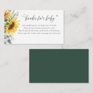 Sunflower Baby Shower Books for Baby Enclosure Card