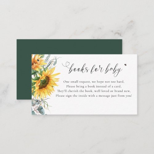 Sunflower Baby Shower Books for Baby Enclosure Card