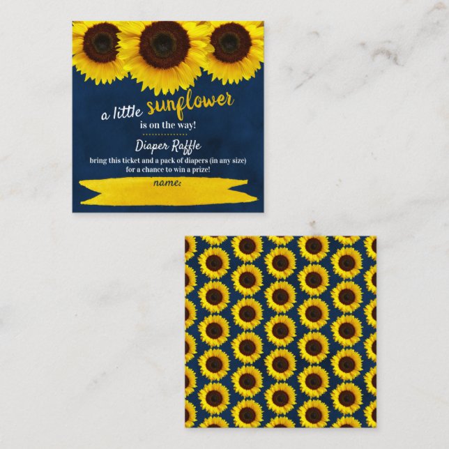 Sunflower Baby Shower Diaper Raffle Enclosure Card (Front/Back)