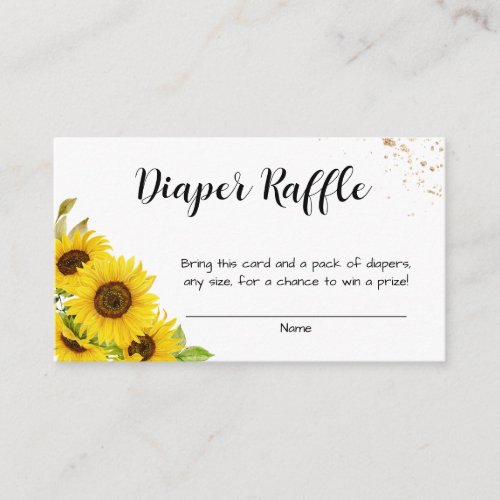 Sunflower Baby Shower Diaper Raffle Enclosure Card
