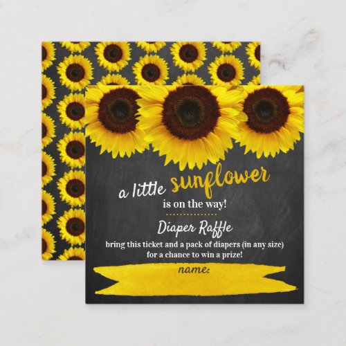 Sunflower Baby Shower Diaper Raffle Enclosure Card