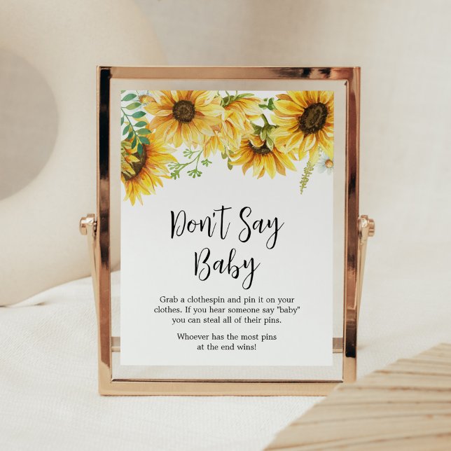 Sunflower Baby Shower Don't Say Baby Poster (Sunflower Girl Baby Shower Don't Say Baby Sign)