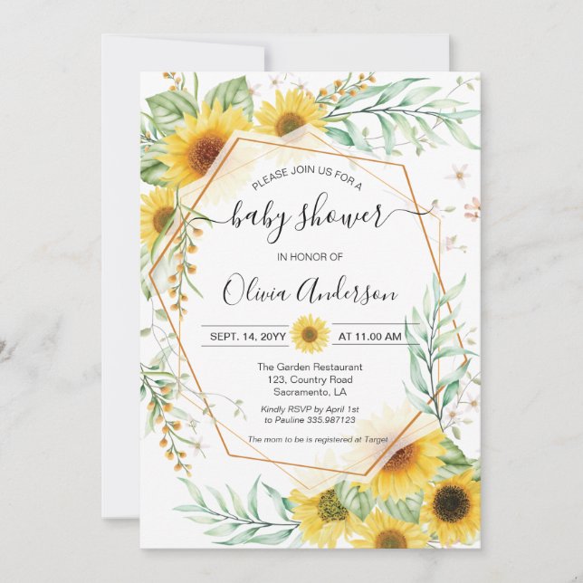 Sunflower Baby Shower Fall Boho Invitation (Front)