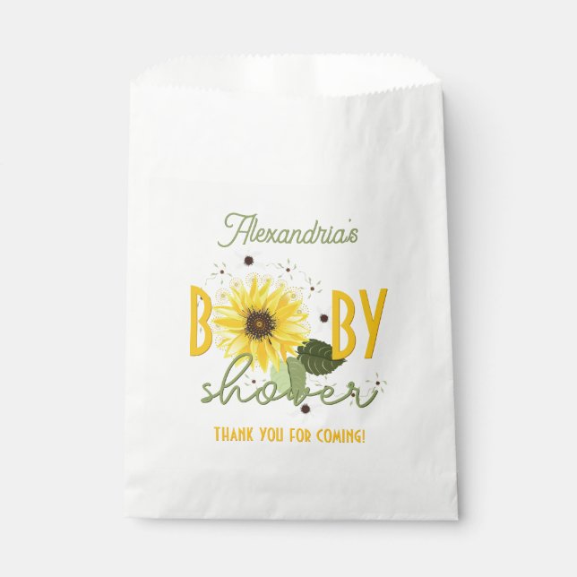 Sunflower Baby Shower Favor Bag (Front)