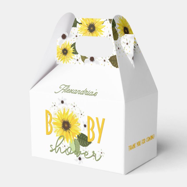 Sunflower Baby Shower Favor Boxes (Front Side)