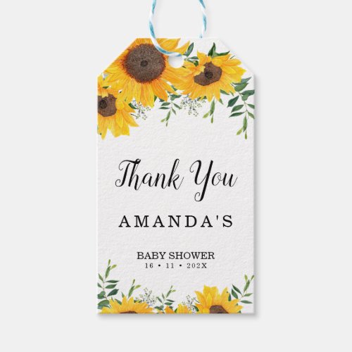 Sunflower Baby Shower Favor Gift Tag