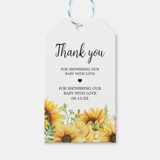 Sunflower Baby Shower Favor Tags (Front)