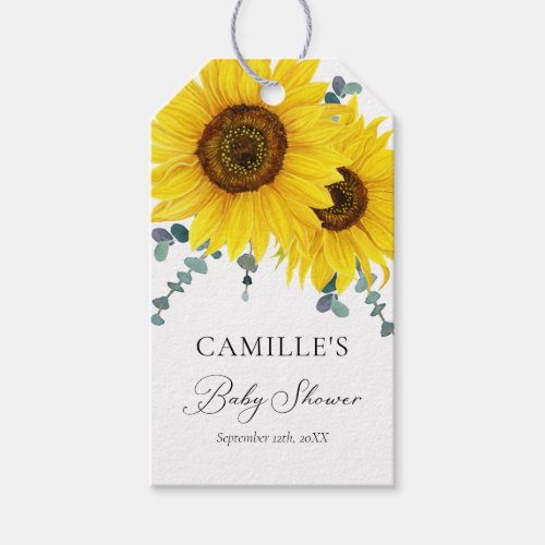 Sunflower Baby Shower Favor Tags