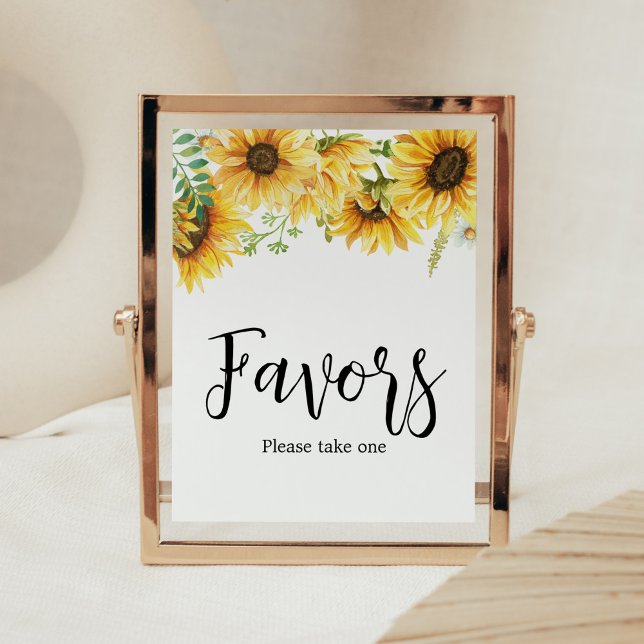 Sunflower Baby Shower Favors Poster (Sunflower Girl Baby Shower Favors Sign)