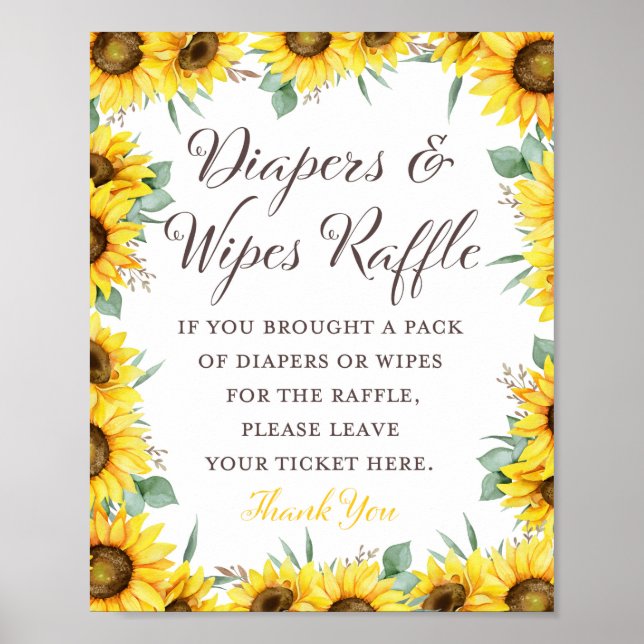 Sunflower Baby Shower Game Sign (Front)