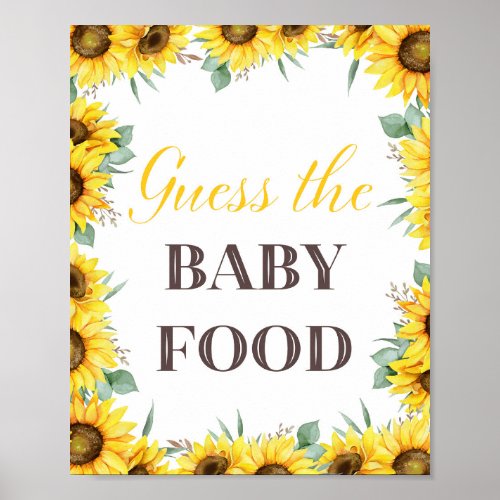 Sunflower Baby Shower Game Sign
