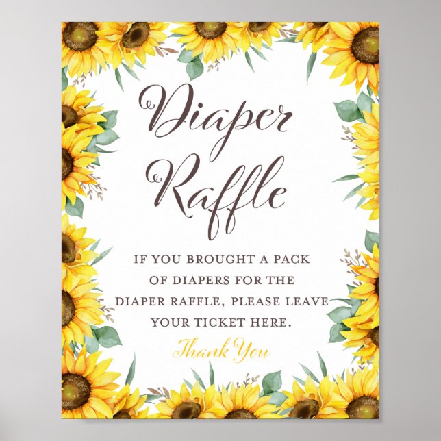 Sunflower Baby Shower Game Sign (Front)