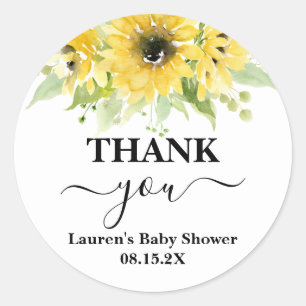 Sunflower Baby Shower Girl Classic Round Sticker