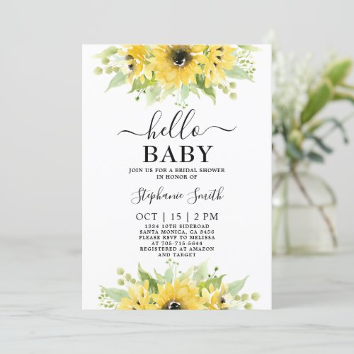 Sunflower Baby Shower Girl Invitation