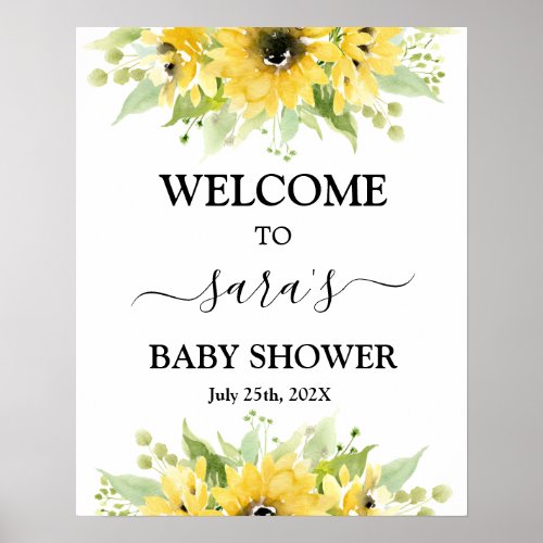 Sunflower Baby Shower Girl Welcome sign