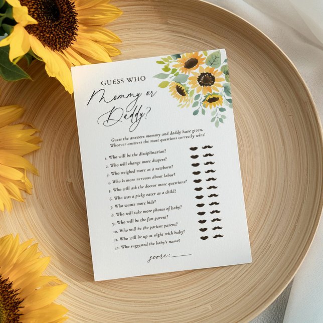 Sunflower Baby Shower Guess Who Mommy or Daddy Invitation (Creator Uploaded)