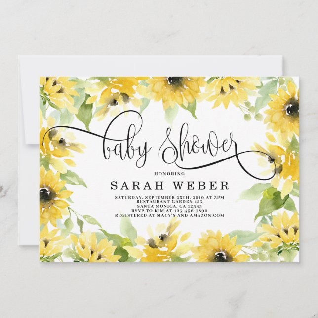 Sunflower Baby Shower Invitation (Front)