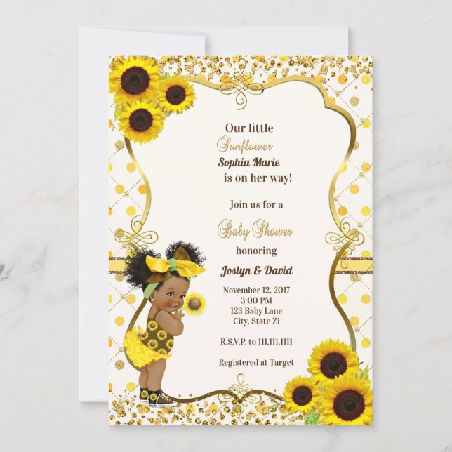 Sunflower baby shower invitation (Front)