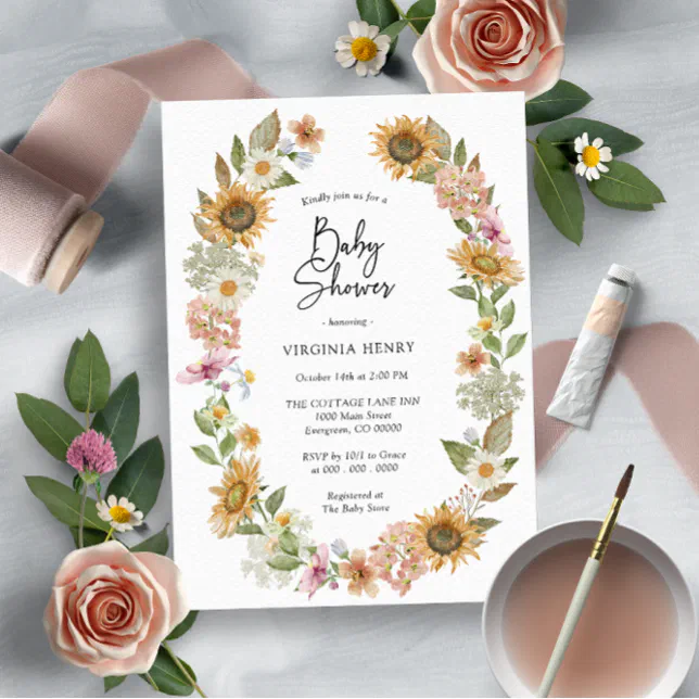 Sunflower Baby Shower Invitation Zazzle