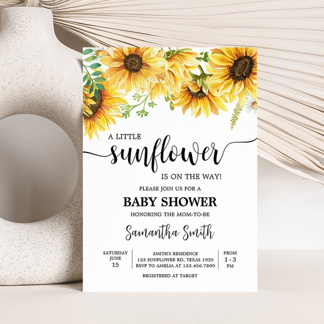 Sunflower Baby Shower  Invitation (Sunflower Girl Baby Shower Invitation)