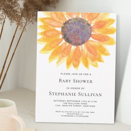 Sunflower Baby Shower Invitation