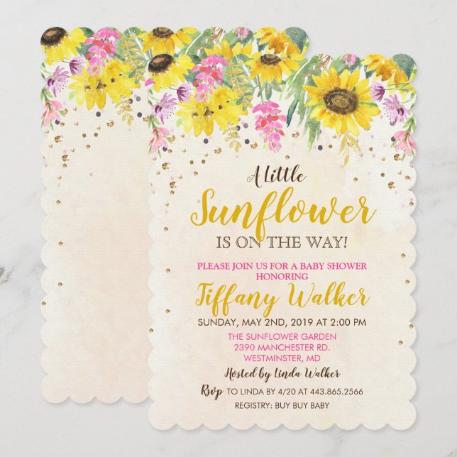 Sunflower Baby Shower Invitation (Front/Back)
