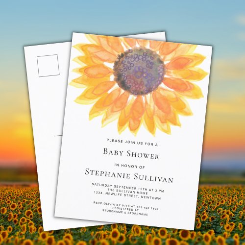 Sunflower Baby Shower Invitation Postcard