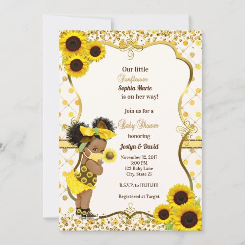 Sunflower baby shower invitation sunflower mask