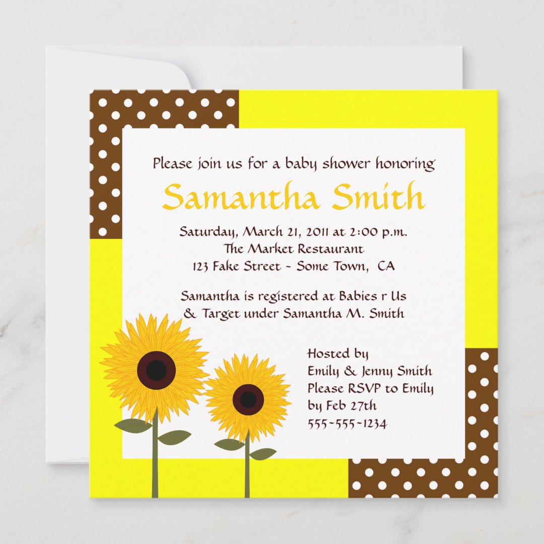 Sunflower Baby Shower Invitation - Yellow & Brown | Zazzle