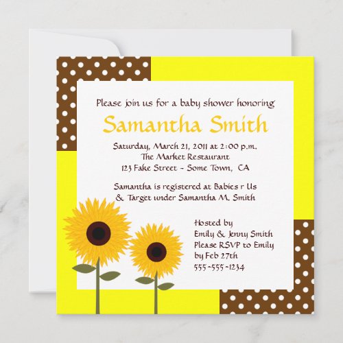 Sunflower Baby Shower Invitation - Yellow &amp; Brown