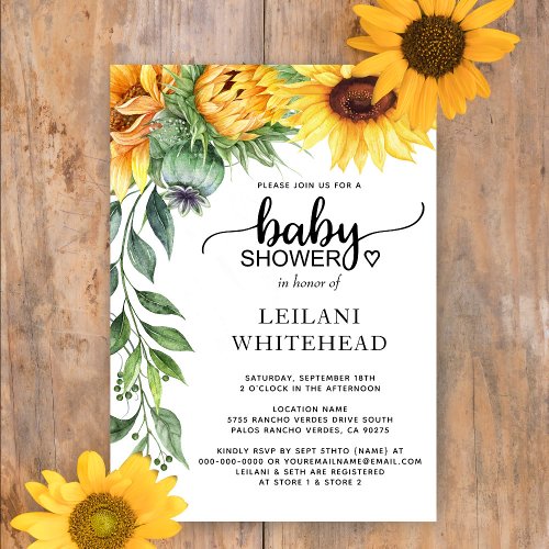 Sunflower Baby Shower Modern Invitation