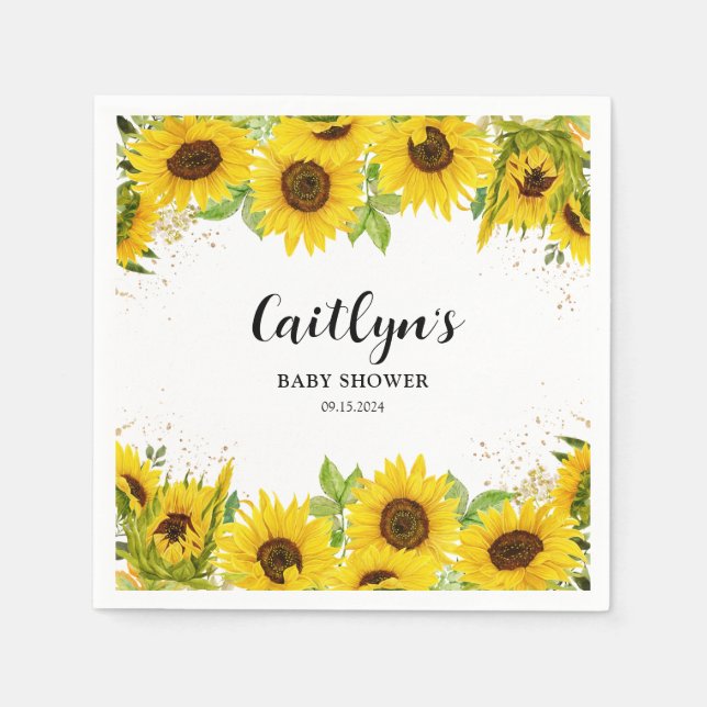 Sunflower Baby Shower  Napkins (Front)