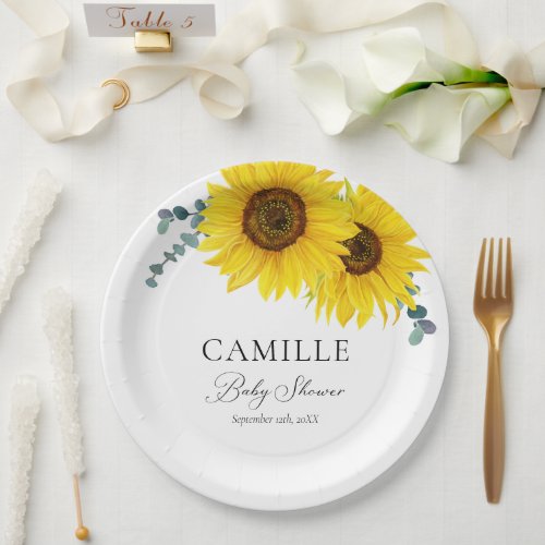 Sunflower Baby Shower Party Paper Paper Plates