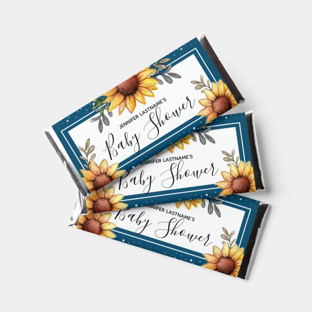 Sunflower Baby Shower Party Thank You Hershey Bar Favors (Front)