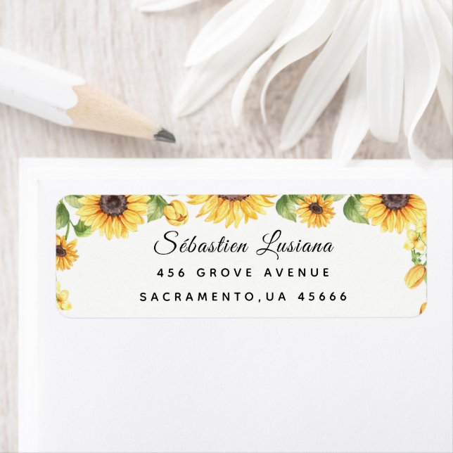Sunflower  Baby Shower Return Address Label (Insitu)
