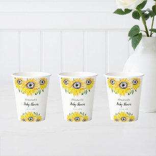 Sunflower Baby Shower Rustic Floral Paper Cups