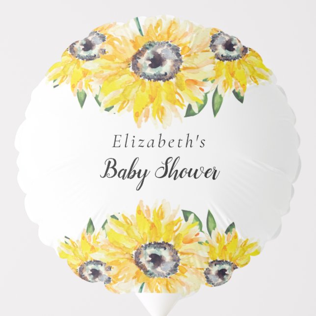 Sunflower Baby Shower Script Personalized Floral Balloon (Front)