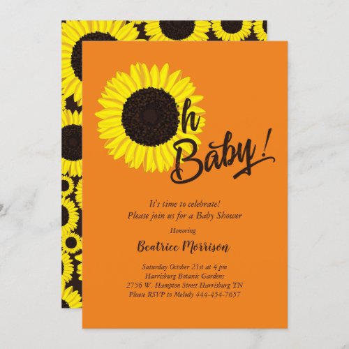 Sunflower Baby Shower Summer Gender Neutral Invitation