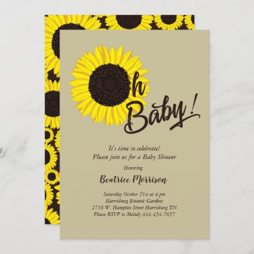 Sunflower Baby Shower Summer Gender Neutral Invitation