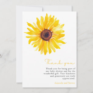 Sunflower Baby Shower Thank You Card